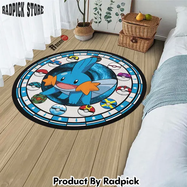 Mudkip round rug custom pokemon anime circle carpet  rp5957678